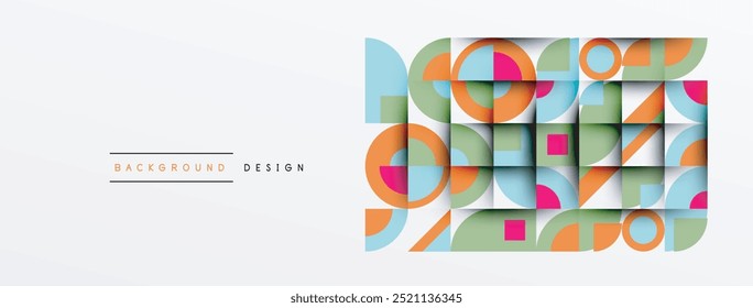 Fondo abstracto de diseño geométrico - círculos cuadrados