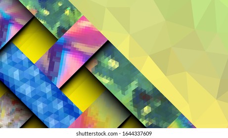 Geometrisches Design, abstrakter Hintergrund, moderne futuristische Grafik. Hintergrund mit Streifen, abstrakte Hintergrundtextur der Vektorillustration, Mosaikstruktur, helles Poster, Banner-Vektorillustration