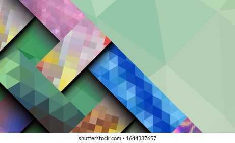 Geometrisches Design, abstrakter Hintergrund, moderne futuristische Grafik. Hintergrund mit Streifen, abstrakte Hintergrundtextur der Vektorillustration, Mosaikstruktur, helles Poster, Banner-Vektorillustration