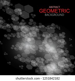 
Geometric design of abstract hexagons on a black background.