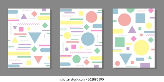 Geometric design background. Simple colorful shapes. Template for poster, brochure, cover, textbook, schoolbook etc. Vector illustration.