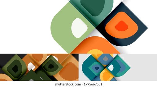 Geometric design backgrounds, abstract round shapes