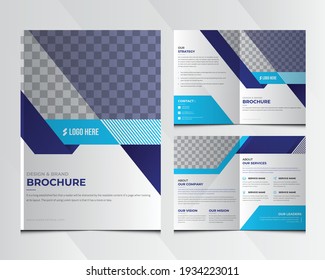 Geometric design bi fold Brochure Template. Fold Brochure Design for Business, Company, Marketing Agency. A4 Multipurpose Business Bifold Brochure, Flyer, Leaflet