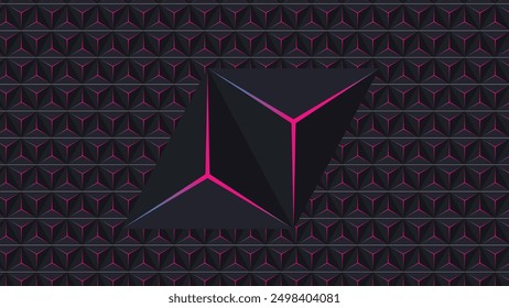 A geometric design with a black background with a pink geometric pattern.