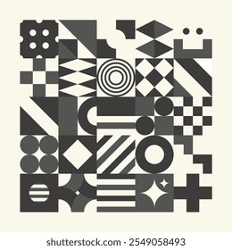 Geometric design black bauhaus print