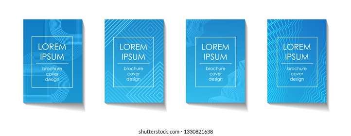 Geometric design brochure cover template set, A4 standard size format