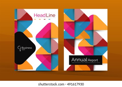Geometric design, business annual report a4 brochure template