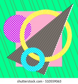 geometric design card. Applicable for Covers, Voucher, Posters, Flyers and Banner Designs. Memphis hipster geometric design 