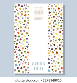Geometric design of colored squares. Layout for the design of the cover, banner, poster, postcard and corporate design. The idea of interior and decorative creativity