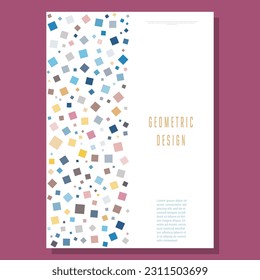Geometric design of colored squares. Layout for the design of the cover, banner, poster, postcard and corporate design. The idea of interior and decorative creativity