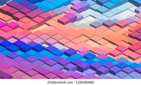 Geometric design. Colorful gradient mosaic background. Isometric mosaic, abstract background. Mosaic, colorful isometric background. The texture of the mosaic. EPS 10 Vector