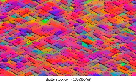Geometric design. Colorful gradient mosaic background. Isometric mosaic, abstract background. Mosaic, colorful isometric background. The texture of the mosaic. EPS 10 Vector