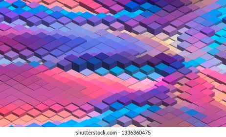 Geometric design. Colorful gradient mosaic background. Isometric mosaic, abstract background. Mosaic, colorful isometric background. The texture of the mosaic. EPS 10 Vector