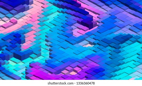 Geometric design. Colorful gradient mosaic background. Isometric mosaic, abstract background. Mosaic, colorful isometric background. The texture of the mosaic. EPS 10 Vector