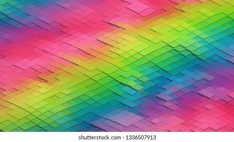 Geometric design. Colorful gradient mosaic background. Isometric mosaic, abstract background. Mosaic, colorful isometric background. The texture of the mosaic. EPS 10 Vector