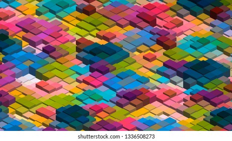 Geometric design. Colorful gradient mosaic background. Isometric mosaic, abstract background. Mosaic, colorful isometric background. The texture of the mosaic. EPS 10 Vector