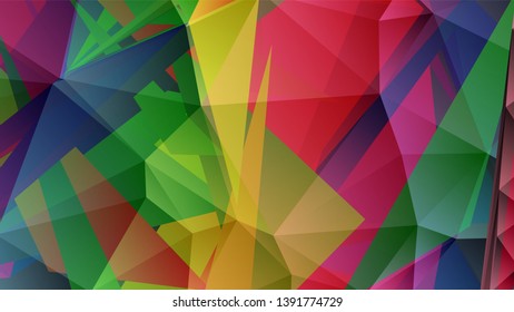 Geometric design. Colorful gradient mosaic background. Geometric triangle, mosaic, abstract background. Mosaic, color background. Mosaic texture. The effect of stained glass. EPS 10 Vector