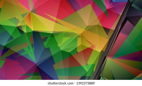 Geometric design. Colorful gradient mosaic background. Geometric triangle, mosaic, abstract background. Mosaic, color background. Mosaic texture. The effect of stained glass. EPS 10 Vector