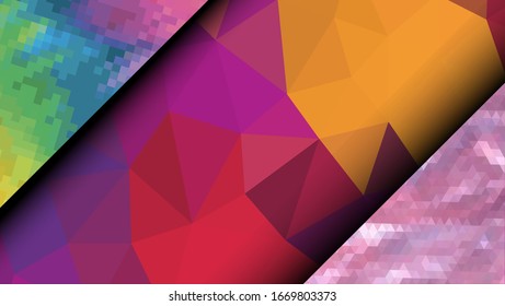 Geometric design. Colorful gradient mosaic background. Geometric triangle, mosaic, abstract background. Mosaic, one-color background. Mosaic texture. The effect of stained glass. EPS 10 Vector
