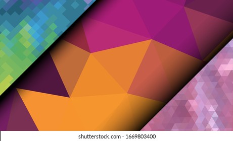 Geometric design. Colorful gradient mosaic background. Geometric triangle, mosaic, abstract background. Mosaic, color background. Mosaic texture. The effect of stained glass. EPS 10 Vector
