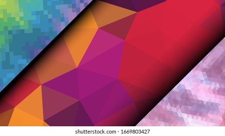 Geometric design. Colorful gradient mosaic background. Geometric triangle, mosaic, abstract background. Mosaic, color background. Mosaic texture. The effect of stained glass. EPS 10 Vector
