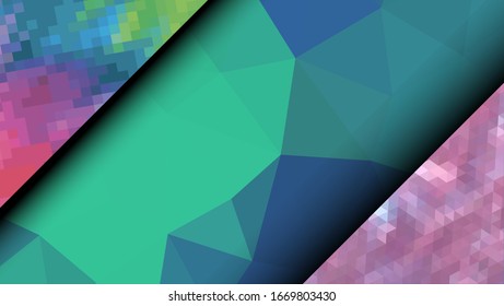  Diseño geométrico. Fondo de mosaico degradado colorido. Triángulo geométrico, mosaico, fondo abstracto. Mosaico, fondo de color. Textura de mosaico. El efecto del vidrio manchado. Vector EPS 10