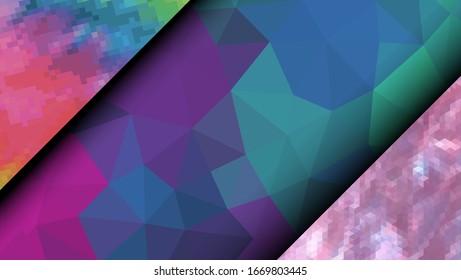  Geometrisches Design. Farbige Farbverlauf-Mosaik-Hintergrund. Geometrisches Dreieck, Mosaik, abstrakter Hintergrund. Mosaik, farbiger Hintergrund. Mosaikstruktur. Die Wirkung von Buntglas. EPS10-Vektorillustration