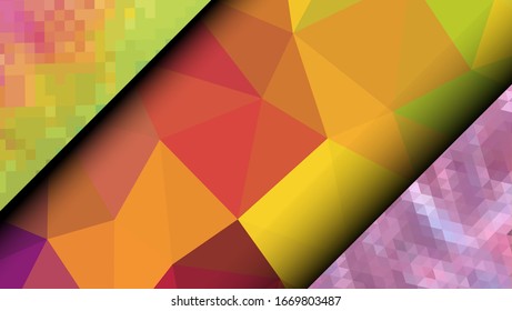  Diseño geométrico. Fondo de mosaico degradado colorido. Triángulo geométrico, mosaico, fondo abstracto. Mosaico, fondo de un color. Textura de mosaico. El efecto del vidrio manchado. Vector EPS 10