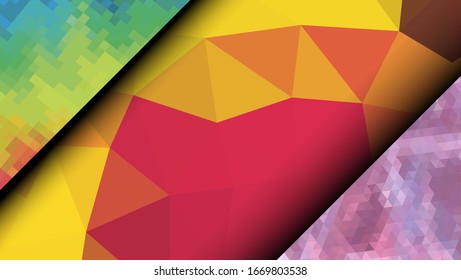  Diseño geométrico. Fondo de mosaico degradado colorido. Triángulo geométrico, mosaico, fondo abstracto. Mosaico, fondo de un color. Textura de mosaico. El efecto del vidrio manchado. Vector EPS 10