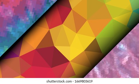 Geometric design. Colorful gradient mosaic background. Geometric triangle, mosaic, abstract background. Mosaic, one-color background. Mosaic texture. The effect of stained glass. EPS 10 Vector