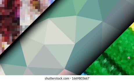  Diseño geométrico. Fondo de mosaico degradado colorido. Triángulo geométrico, mosaico, fondo abstracto. Mosaico, fondo de un color. Textura de mosaico. El efecto del vidrio manchado. Vector EPS 10