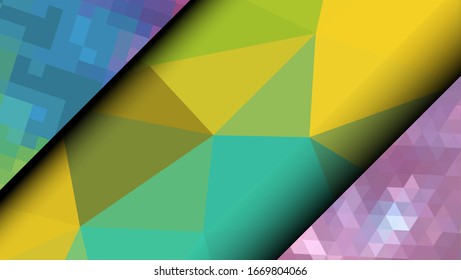  Diseño geométrico. Fondo de mosaico degradado colorido. Triángulo geométrico, mosaico, fondo abstracto. Mosaico, fondo de color. Textura de mosaico. El efecto del vidrio manchado. Vector EPS 10