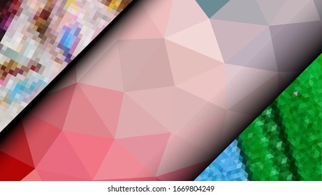  Diseño geométrico. Fondo de mosaico degradado colorido. Triángulo geométrico, mosaico, fondo abstracto. Mosaico, fondo de un color. Textura de mosaico. El efecto del vidrio manchado. Vector EPS 10