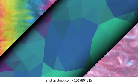 Geometric design. Colorful gradient mosaic background. Geometric triangle, mosaic, abstract background. Mosaic, one-color background. Mosaic texture. The effect of stained glass. EPS 10 Vector