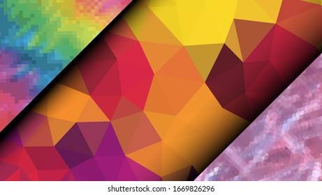 Geometric design. Colorful gradient mosaic background. Geometric triangle, mosaic, abstract background. Mosaic, color background. Mosaic texture. The effect of stained glass. EPS 10 Vector