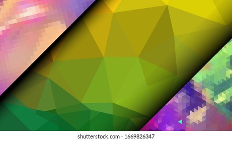  Diseño geométrico. Fondo de mosaico degradado colorido. Triángulo geométrico, mosaico, fondo abstracto. Mosaico, fondo de color. Textura de mosaico. El efecto del vidrio manchado. Vector EPS 10