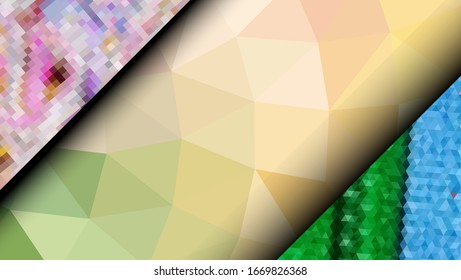 Geometric design. Colorful gradient mosaic background. Geometric triangle, mosaic, abstract background. Mosaic, color background. Mosaic texture. The effect of stained glass. EPS 10 Vector