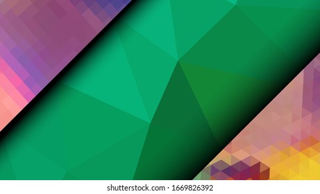  Diseño geométrico. Fondo de mosaico degradado colorido. Triángulo geométrico, mosaico, fondo abstracto. Mosaico, fondo de color. Textura de mosaico. El efecto del vidrio manchado. Vector EPS 10
