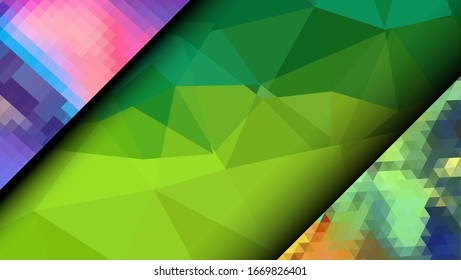  Diseño geométrico. Fondo de mosaico degradado colorido. Triángulo geométrico, mosaico, fondo abstracto. Mosaico, fondo de color. Textura de mosaico. El efecto del vidrio manchado. Vector EPS 10