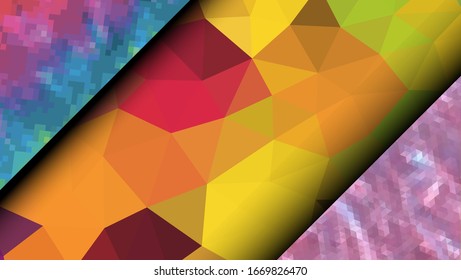  Diseño geométrico. Fondo de mosaico degradado colorido. Triángulo geométrico, mosaico, fondo abstracto. Mosaico, fondo de color. Textura de mosaico. El efecto del vidrio manchado. Vector EPS 10