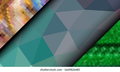  Diseño geométrico. Fondo de mosaico degradado colorido. Triángulo geométrico, mosaico, fondo abstracto. Mosaico, fondo de color. Textura de mosaico. El efecto del vidrio manchado. Vector EPS 10
