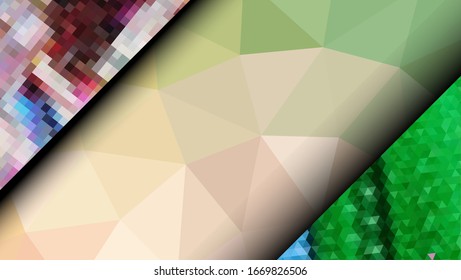  Diseño geométrico. Fondo de mosaico degradado colorido. Triángulo geométrico, mosaico, fondo abstracto. Mosaico, fondo de color. Textura de mosaico. El efecto del vidrio manchado. Vector EPS 10