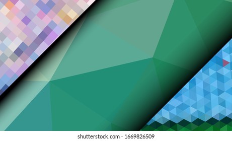  Diseño geométrico. Fondo de mosaico degradado colorido. Triángulo geométrico, mosaico, fondo abstracto. Mosaico, fondo de color. Textura de mosaico. El efecto del vidrio manchado. Vector EPS 10