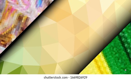  Diseño geométrico. Fondo de mosaico degradado colorido. Triángulo geométrico, mosaico, fondo abstracto. Mosaico, fondo de color. Textura de mosaico. El efecto del vidrio manchado. Vector EPS 10