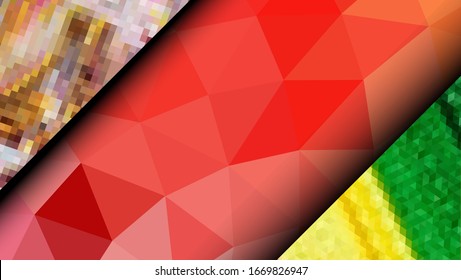  Geometrisches Design. Farbige Farbverlauf-Mosaik-Hintergrund. Geometrisches Dreieck, Mosaik, abstrakter Hintergrund. Mosaik, farbiger Hintergrund. Mosaikstruktur. Die Wirkung von Buntglas. EPS10-Vektorillustration