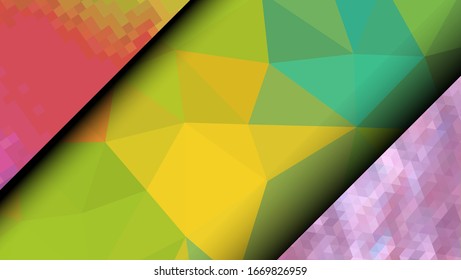  Diseño geométrico. Fondo de mosaico degradado colorido. Triángulo geométrico, mosaico, fondo abstracto. Mosaico, fondo de color. Textura de mosaico. El efecto del vidrio manchado. Vector EPS 10