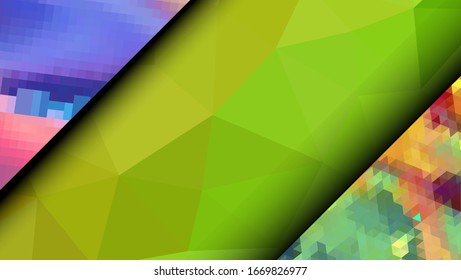  Geometrisches Design. Farbige Farbverlauf-Mosaik-Hintergrund. Geometrisches Dreieck, Mosaik, abstrakter Hintergrund. Mosaik, farbiger Hintergrund. Mosaikstruktur. Die Wirkung von Buntglas. EPS10-Vektorillustration