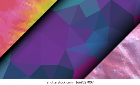  Diseño geométrico. Fondo de mosaico degradado colorido. Triángulo geométrico, mosaico, fondo abstracto. Mosaico, fondo de color. Textura de mosaico. El efecto del vidrio manchado. Vector EPS 10