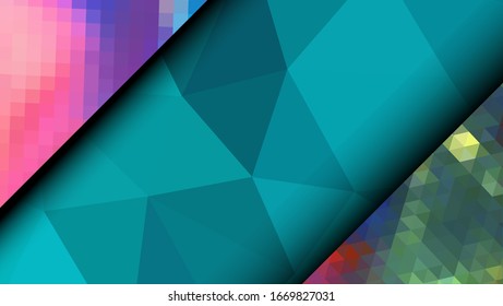  Diseño geométrico. Fondo de mosaico degradado colorido. Triángulo geométrico, mosaico, fondo abstracto. Mosaico, fondo de color. Textura de mosaico. El efecto del vidrio manchado. Vector EPS 10