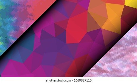  Geometrisches Design. Farbige Farbverlauf-Mosaik-Hintergrund. Geometrisches Dreieck, Mosaik, abstrakter Hintergrund. Mosaik, farbiger Hintergrund. Mosaikstruktur. Die Wirkung von Buntglas. EPS10-Vektorillustration